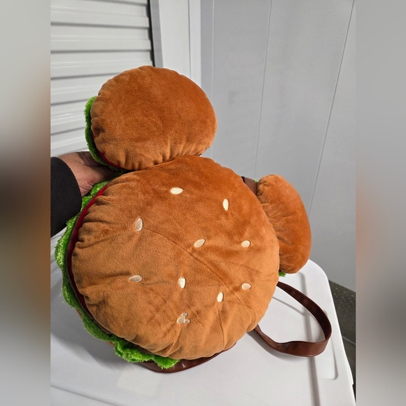 Tokyo Disney Hamburger Mickey Head Plush Backpack/ Crossbody - Picture 3 of 6
